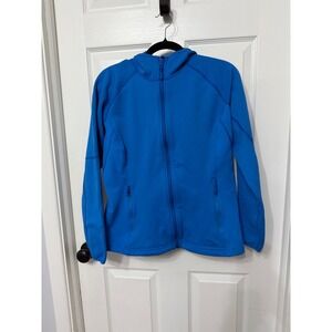 LL Bean Womens Blue Full Zip Hooded Fleece Jacket Performance Layer M REG 293879